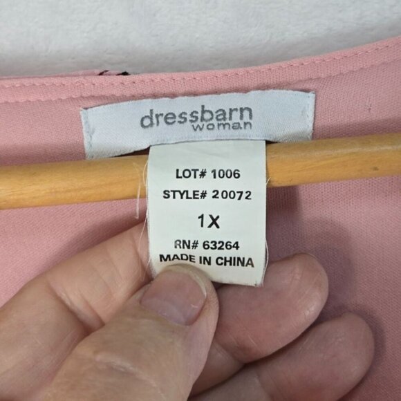 Pink Tunic Blouse Kimono Sleeve 1X Dressbarn Paisley Floral Whimsygoth Fairycore - Picture 7 of 14